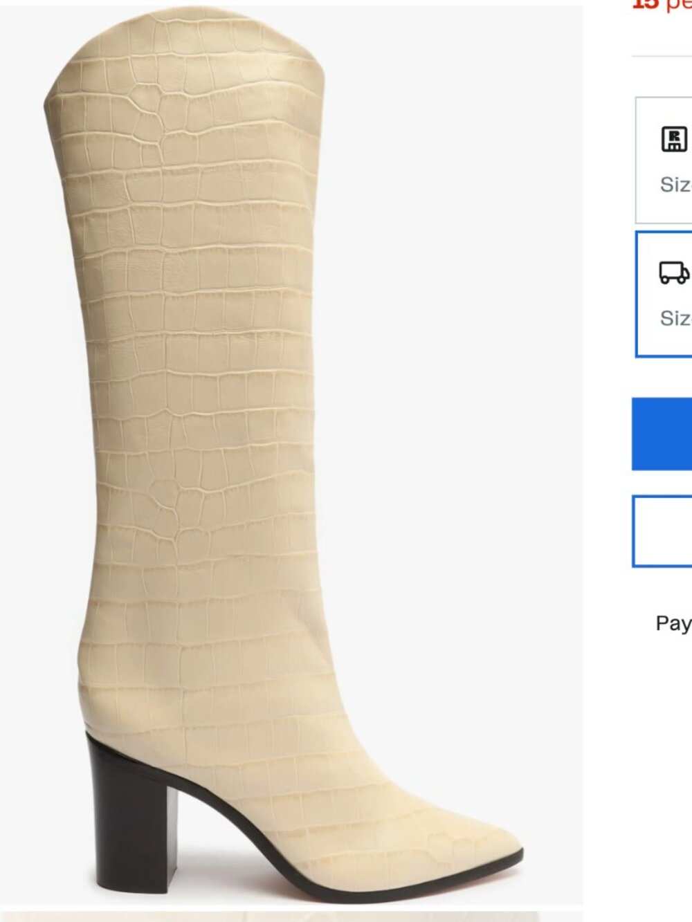 Schutz Maryana Block Heel Knee High Boot 6.5 Medium Calf Eggshell NWT